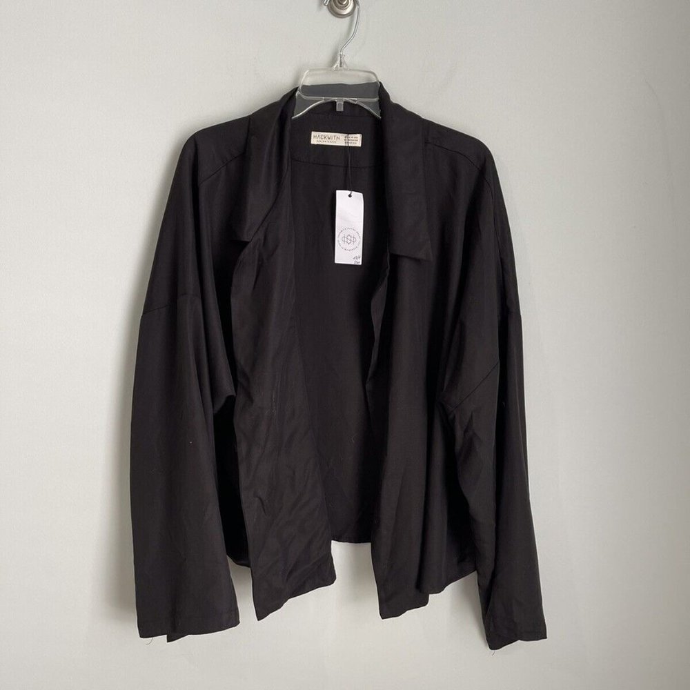 New Hackwith Design House Black Open Front Oversized Jacket